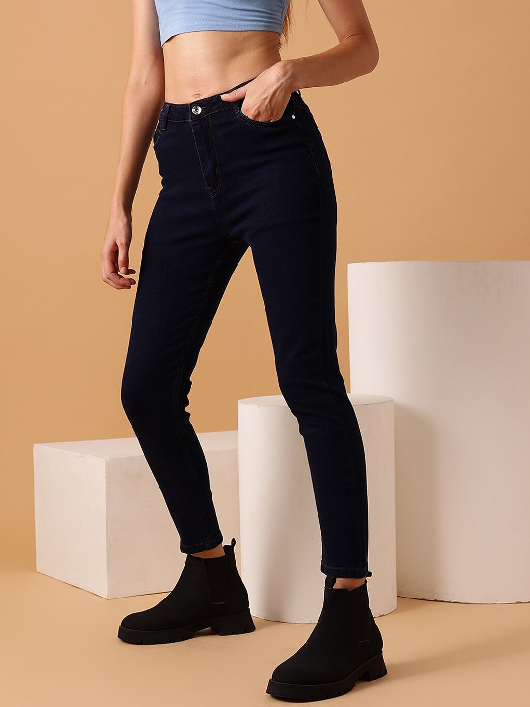 STREET 9 Women Blue Mid-Rise Clean Look Light Fade Jeans