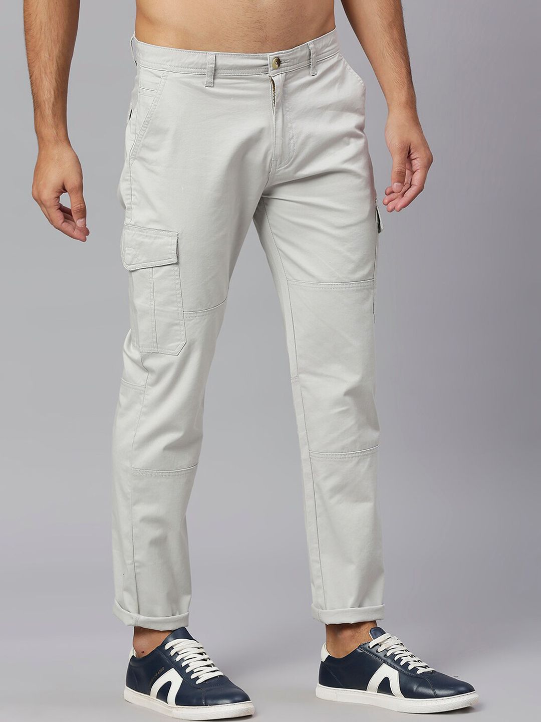 Thomas Scott Men Smart Slim Fit Easy Wash Cargos Trousers