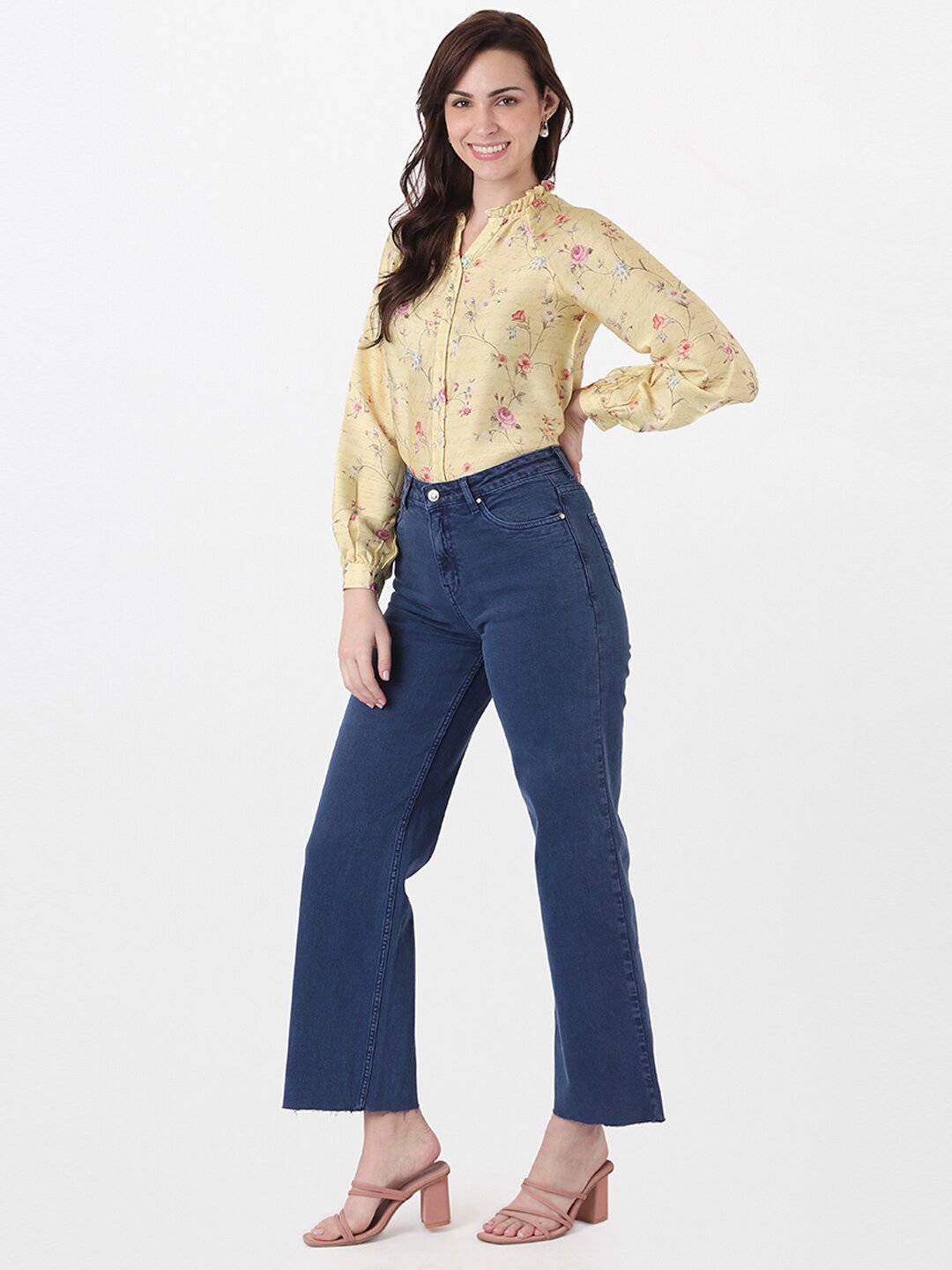 AND Yellow Floral Print Top