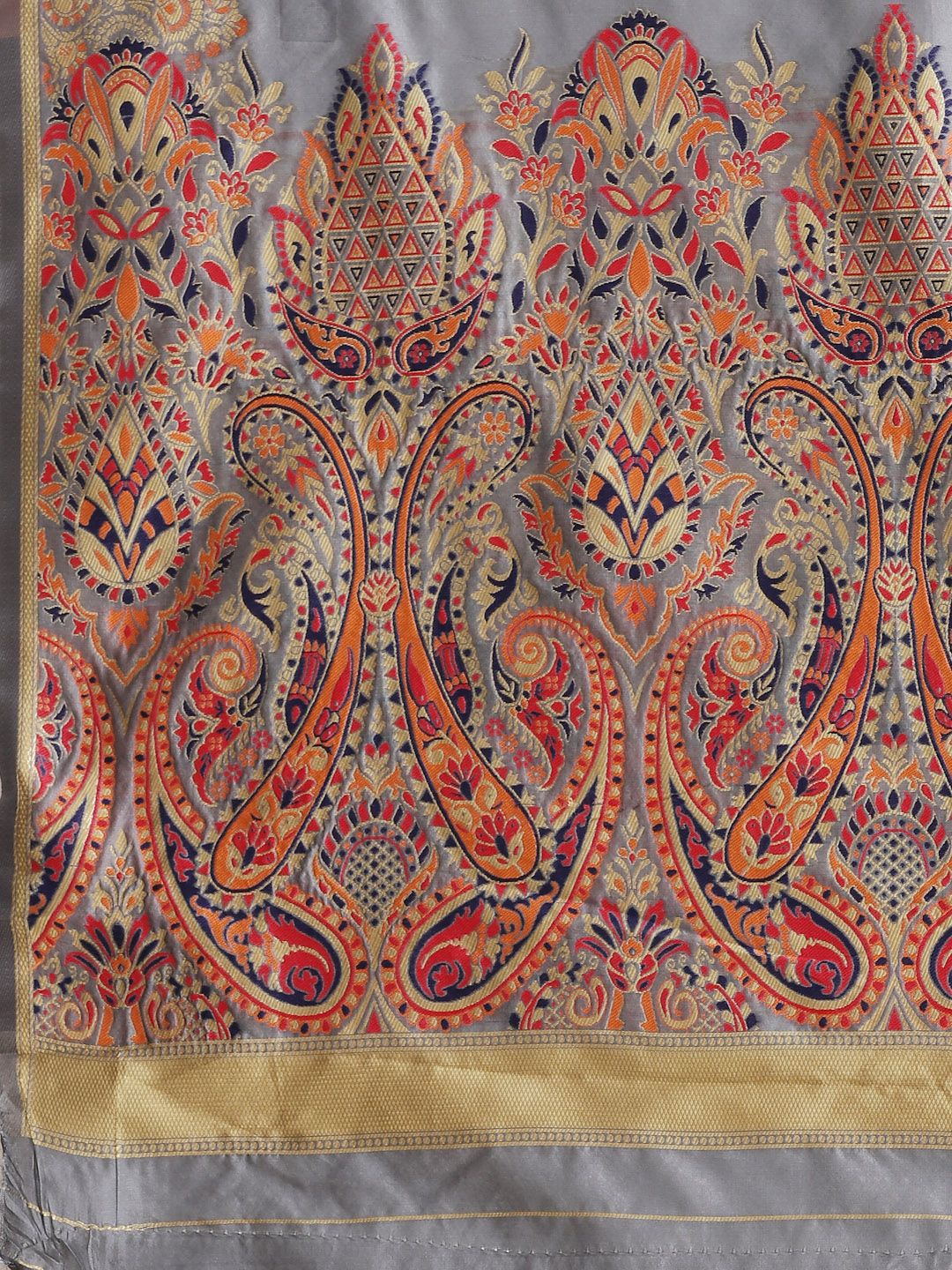 Saree mall Grey & Golden Woven Design Banarasi Saree