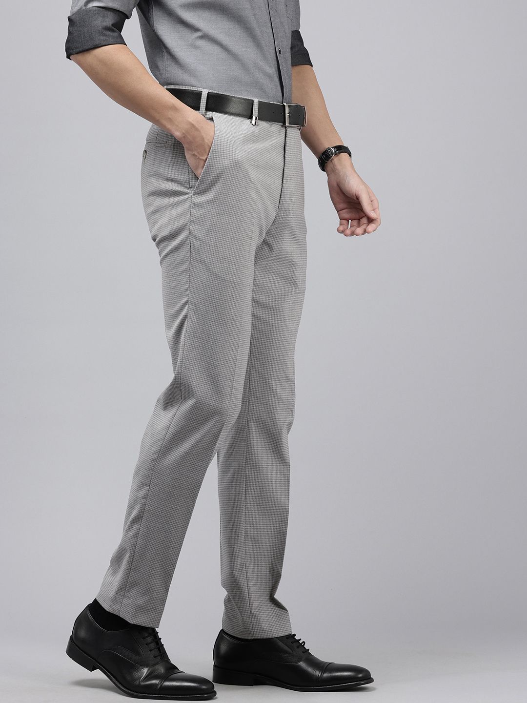 Park Avenue Men Checked Neo Fit Formal Trousers