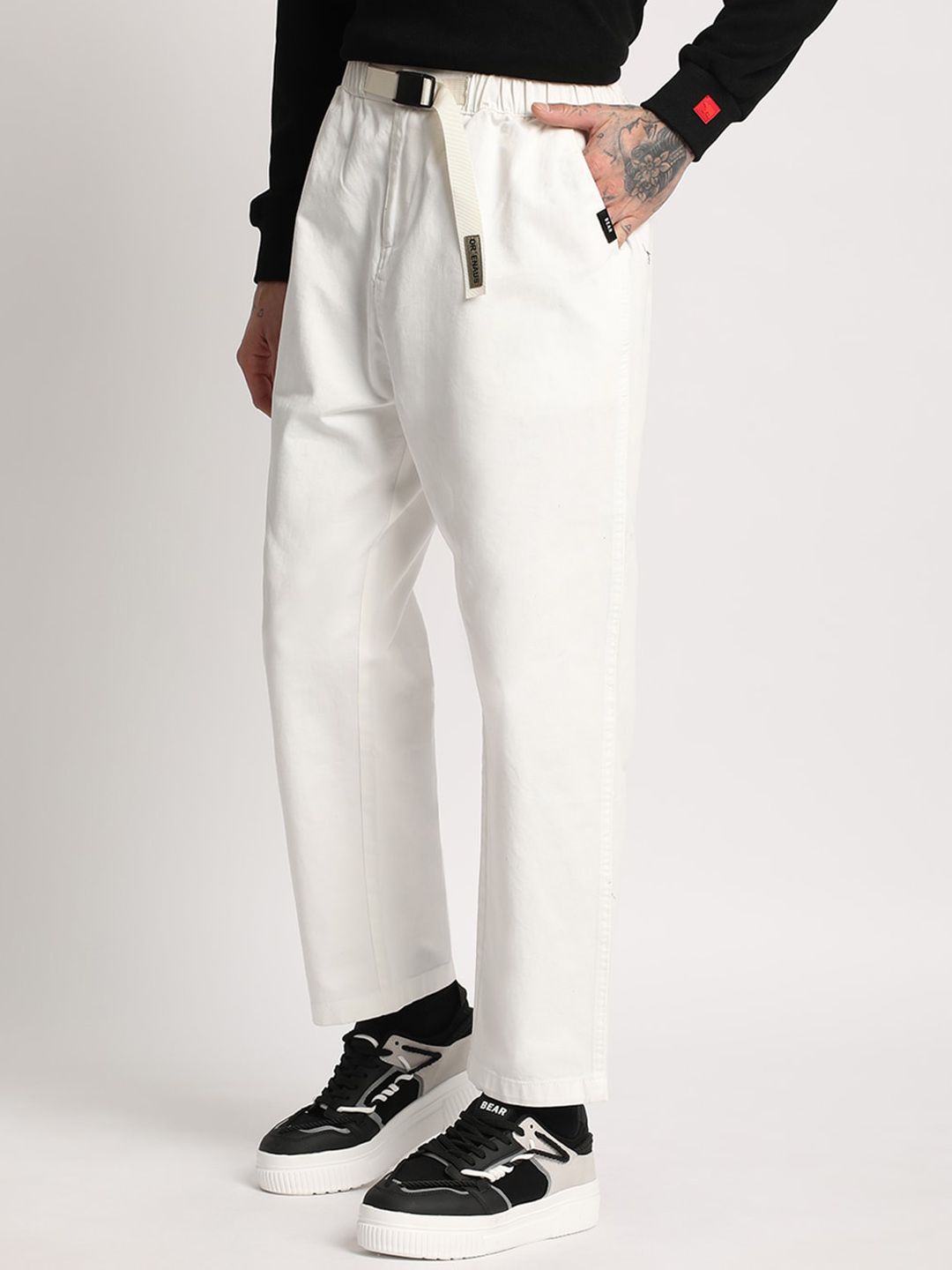 THE BEAR HOUSE Men Straight Fit Mid Rise Cotton Trousers