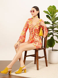 STREET 9 Floral Printed Tie Up Neck Jumpsuit