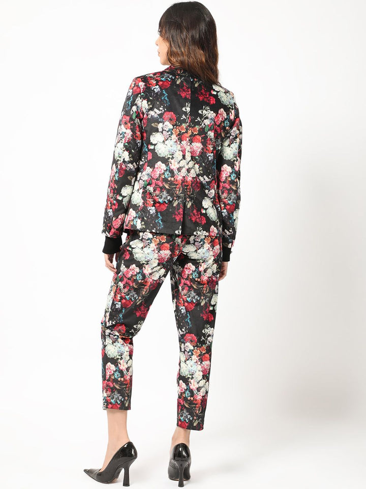 Rareism Floral Printed Slim-Fit Single-Breasted Blazer