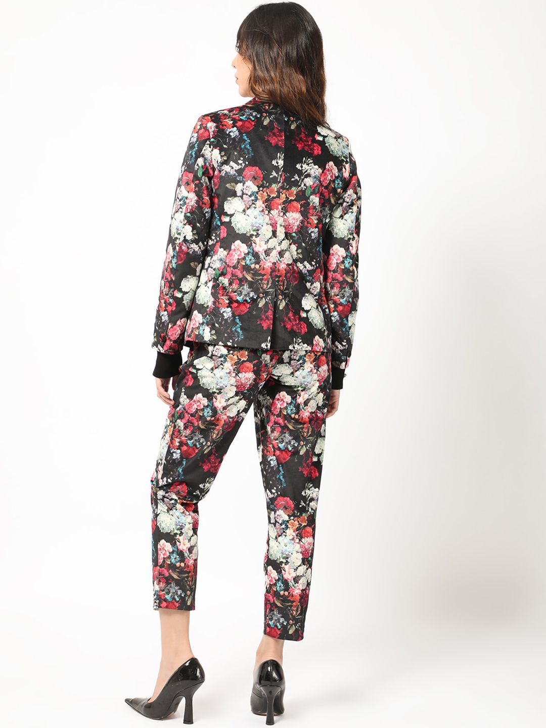 Rareism Floral Printed Slim-Fit Single-Breasted Blazer