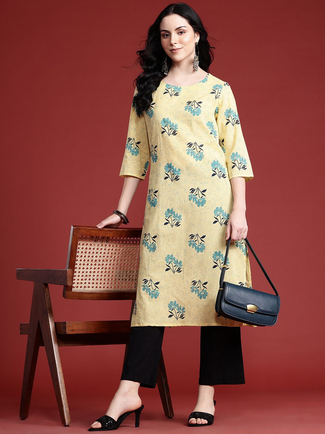 Anouk Women Pure Cotton Floral Printed Kurta