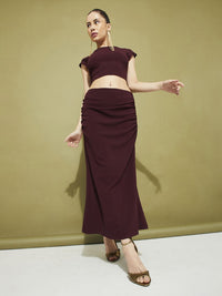 DressBerry Modern Minimalism Crop Top with Ruched Midi Skirt Co-Ord Set