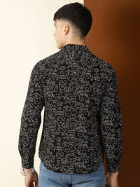 Thomas Scott Classic Conversational Printed Cuban Collar Cotton Casual Shirt