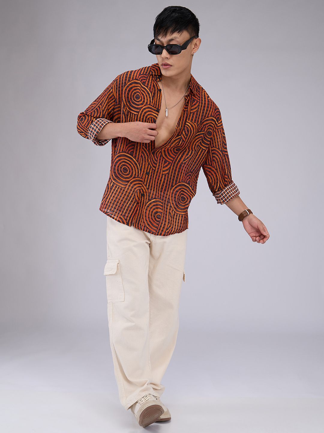 VASTRADO Men Classic Slim Fit Opaque Printed Casual Shirt