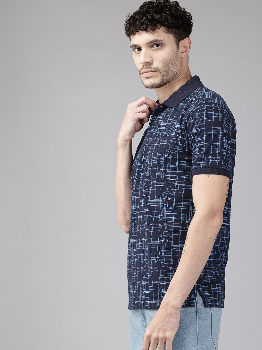 Park Avenue Abstract Printed Polo Collar T-shirt