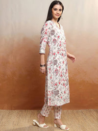 Vishudh Women Floral Printed Regular Pure Cotton Kurta with Trousers & With Dupatta