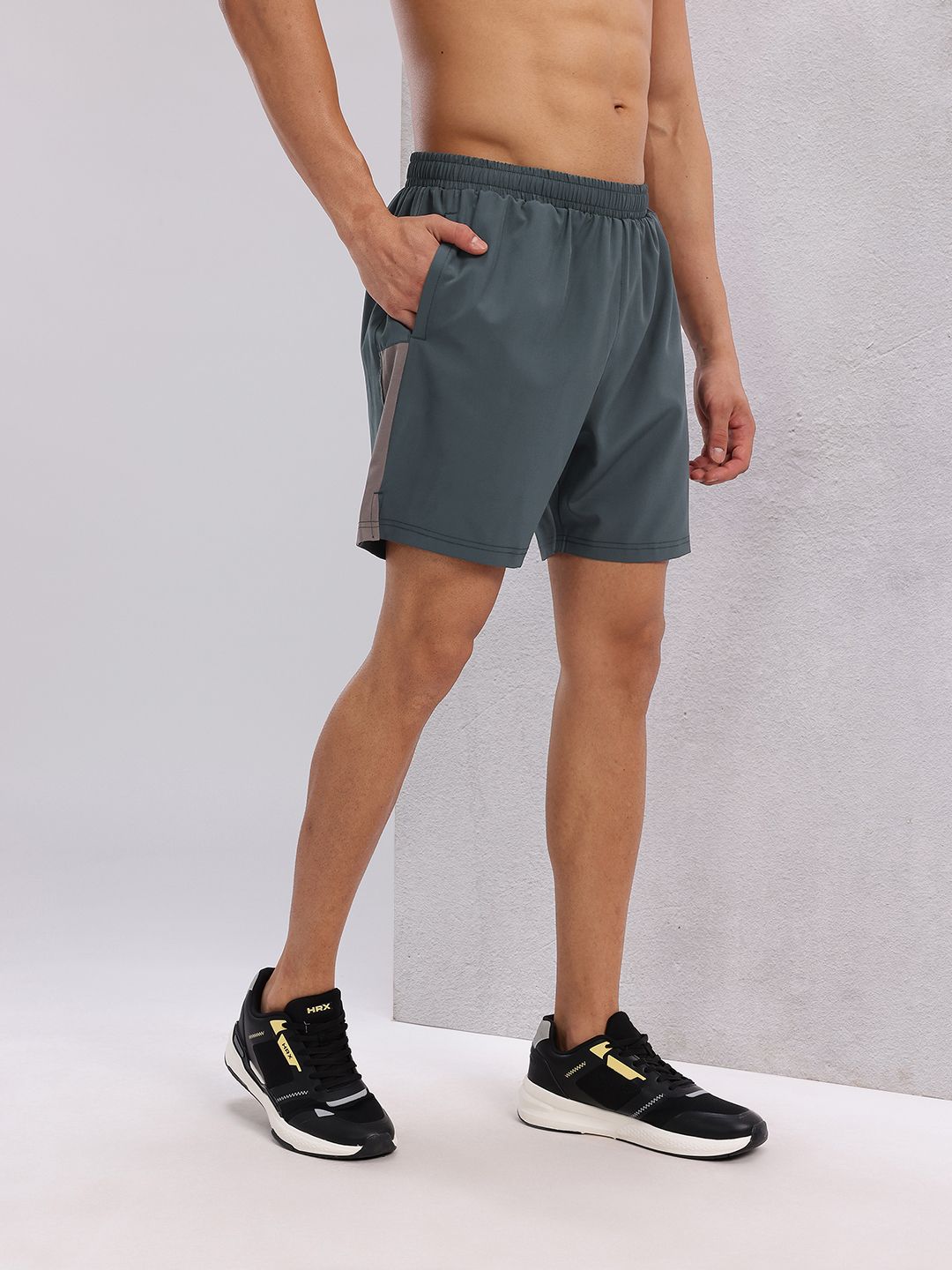 HRX by Hrithik Roshan Men Mid-Rise Colourblocked Detail Rapid-Dry Running Shorts