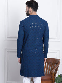 SOJANYA Geometric Embroidered Sequinned Pure Cotton Kurta