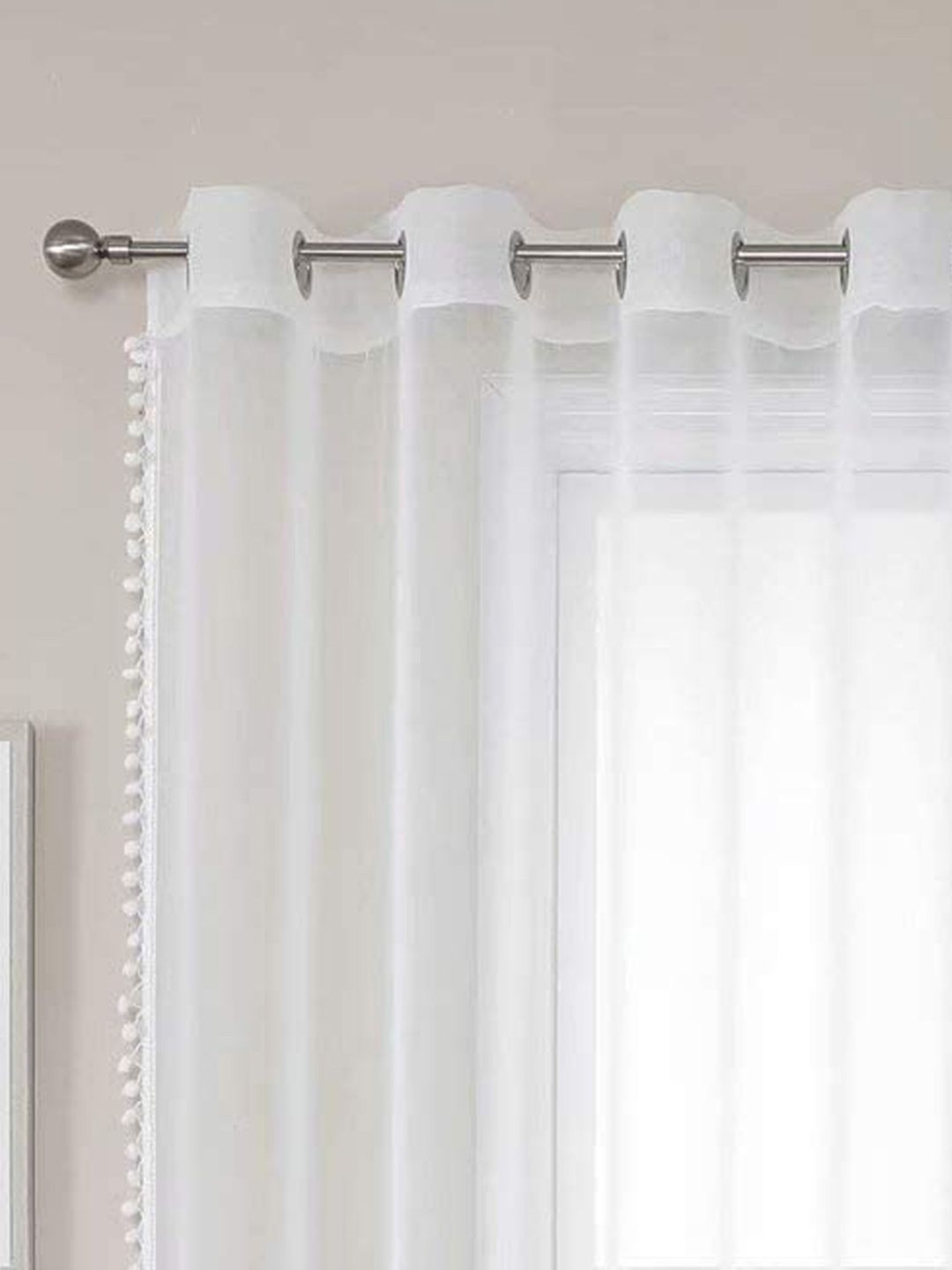 URBAN SPACE White Set of 2 Sheer Window Curtains