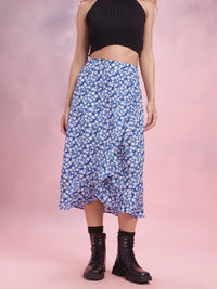 DressBerry Floral Print Ruffled Tulip Skirt