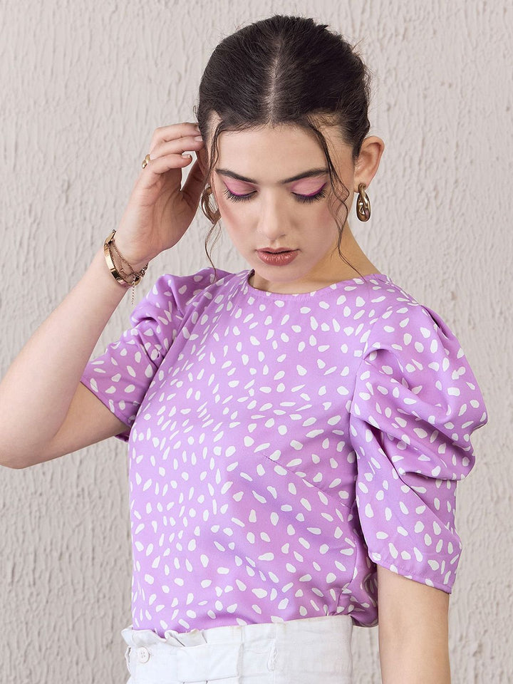 Berrylush Round Neck Printed Top