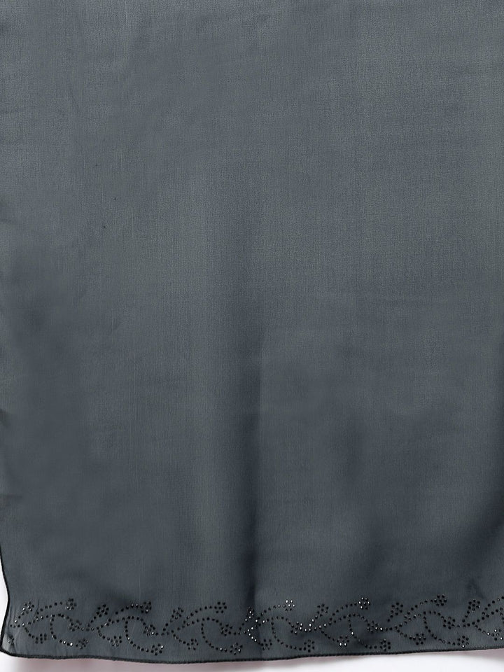 KLOTTHE Women Grey Embellished Burqa With Scarves