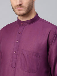 SOJANYA Lelaki Ungu Solid Kurta Lurus