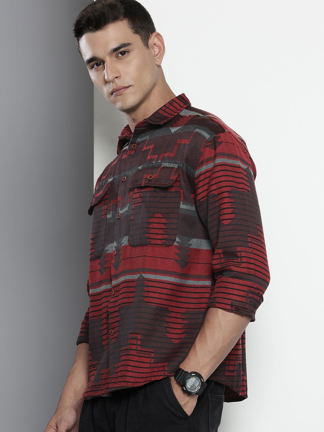 The Indian Garage Co Printed Opaque Relaxed Fit Casual Shirt