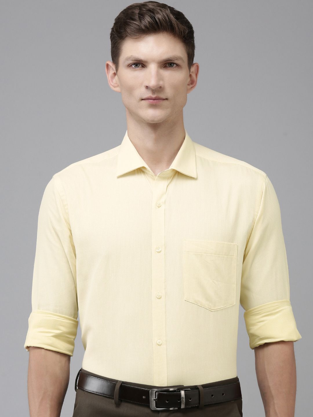 Park Avenue Pure Cotton Self Design Textured Slim Fit Opaque Formal Shirt
