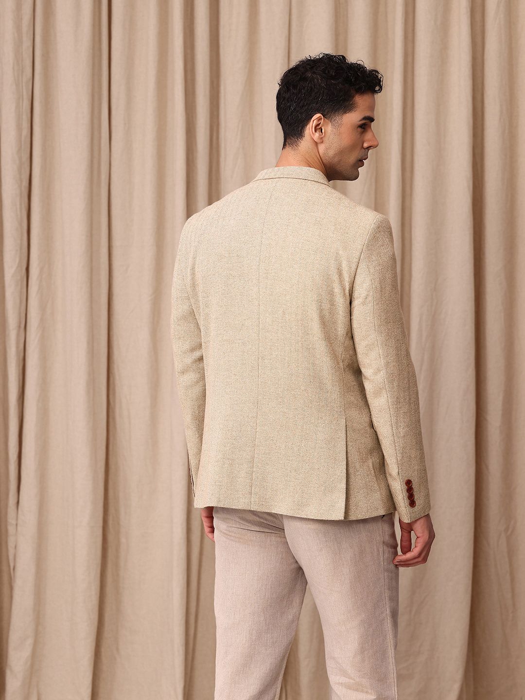 Mr Bowerbird Self Designed Single-Breasted Tailored Fit Casual Blazer