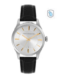 French Connection Men Silver-Toned Dial & Black Leather Straps Analogue Watch FCP31L