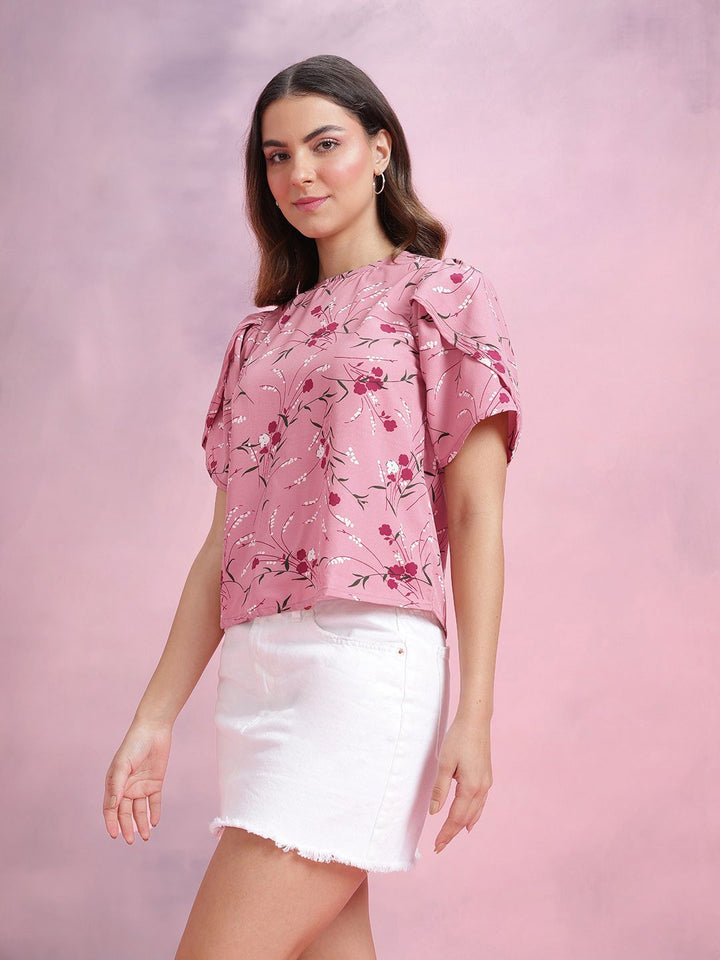 DressBerry Floral Print Puff Sleeve Top