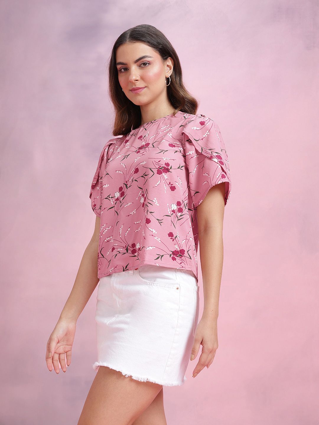 DressBerry Floral Print Puff Sleeve Top