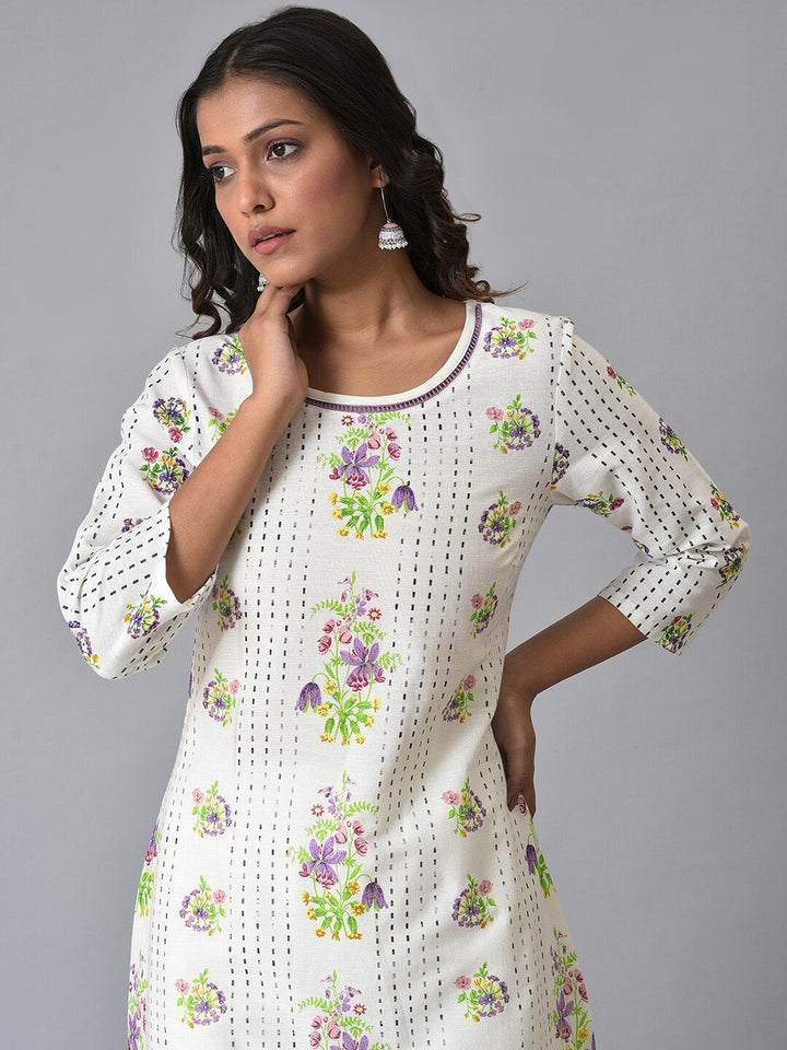 W Floral Printed Straight Kurta with Trousers