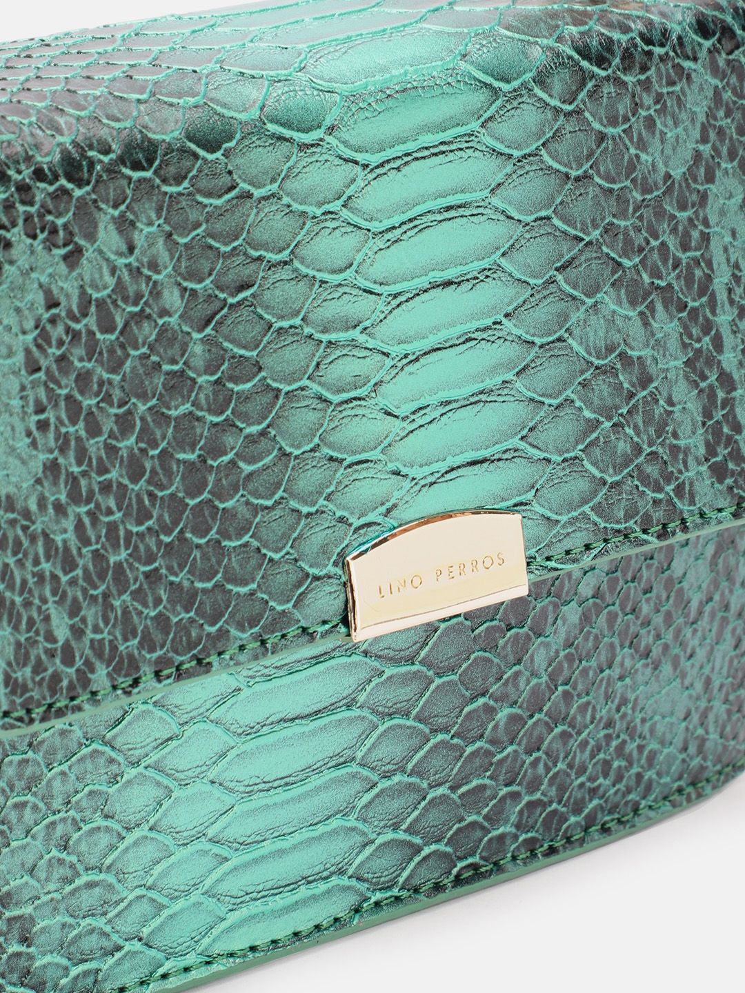 Lino Perros Snakeskin Textured Structured Shoulder Bag