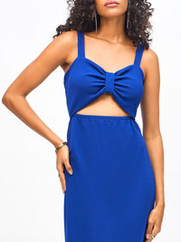 SASSAFRAS Shoulder Strap Waist Cut Out Bodycon Midi Dress