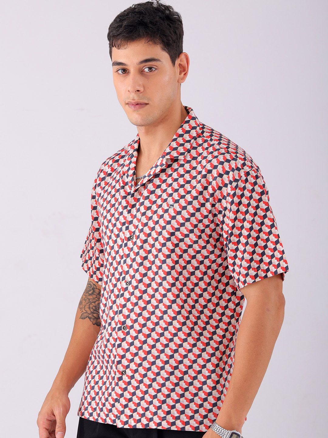 The Indian Garage Co Men Slim Fit Opaque Printed Party Shirt