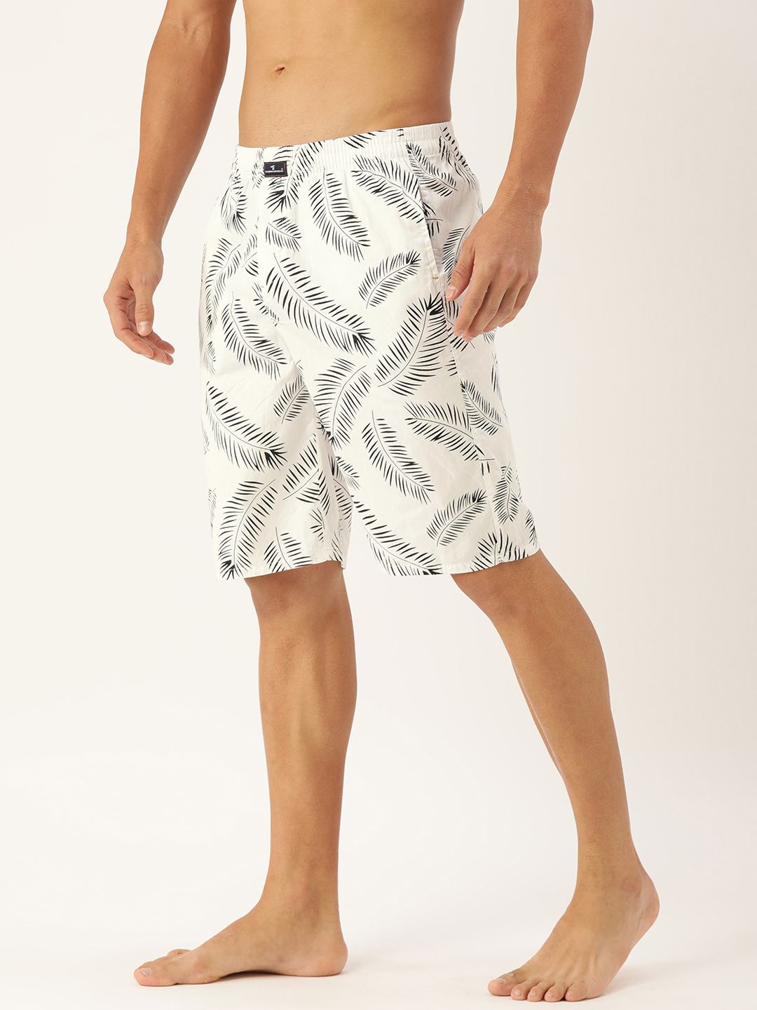 The Indian Garage Co Men White & Black Printed Pure Cotton Boxers 1120-BXR10-14