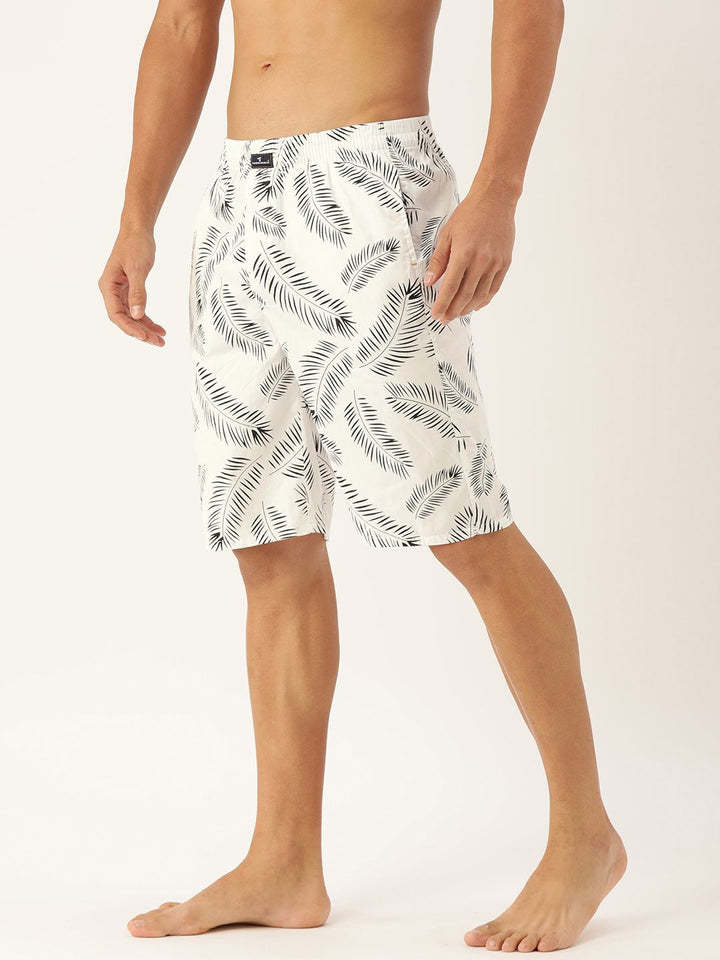 The Indian Garage Co Men White & Black Printed Pure Cotton Boxers 1120-BXR10-14