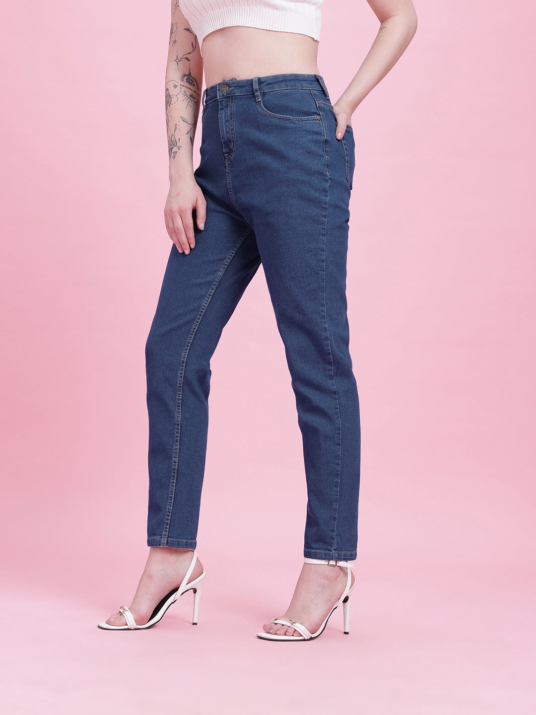DressBerry Women Mid-Rise Mom Fit Stretchable Jeans