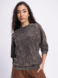 DressBerry Tie-Dye Washed Effect Drop-Shoulder Sleeves Pullover