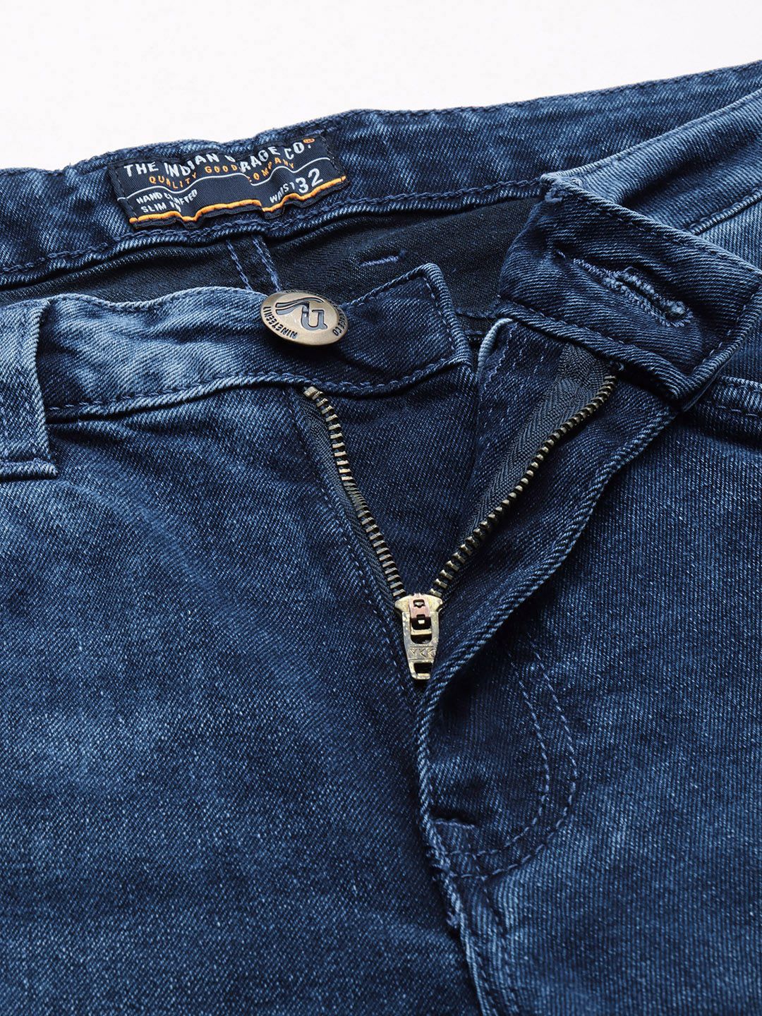 The Indian Garage Co Men Navy Blue Slim Straight Fit Light Fade Stretchable Jeans