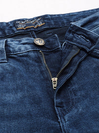 The Indian Garage Co Men Navy Blue Slim Straight Fit Light Fade Stretchable Jeans