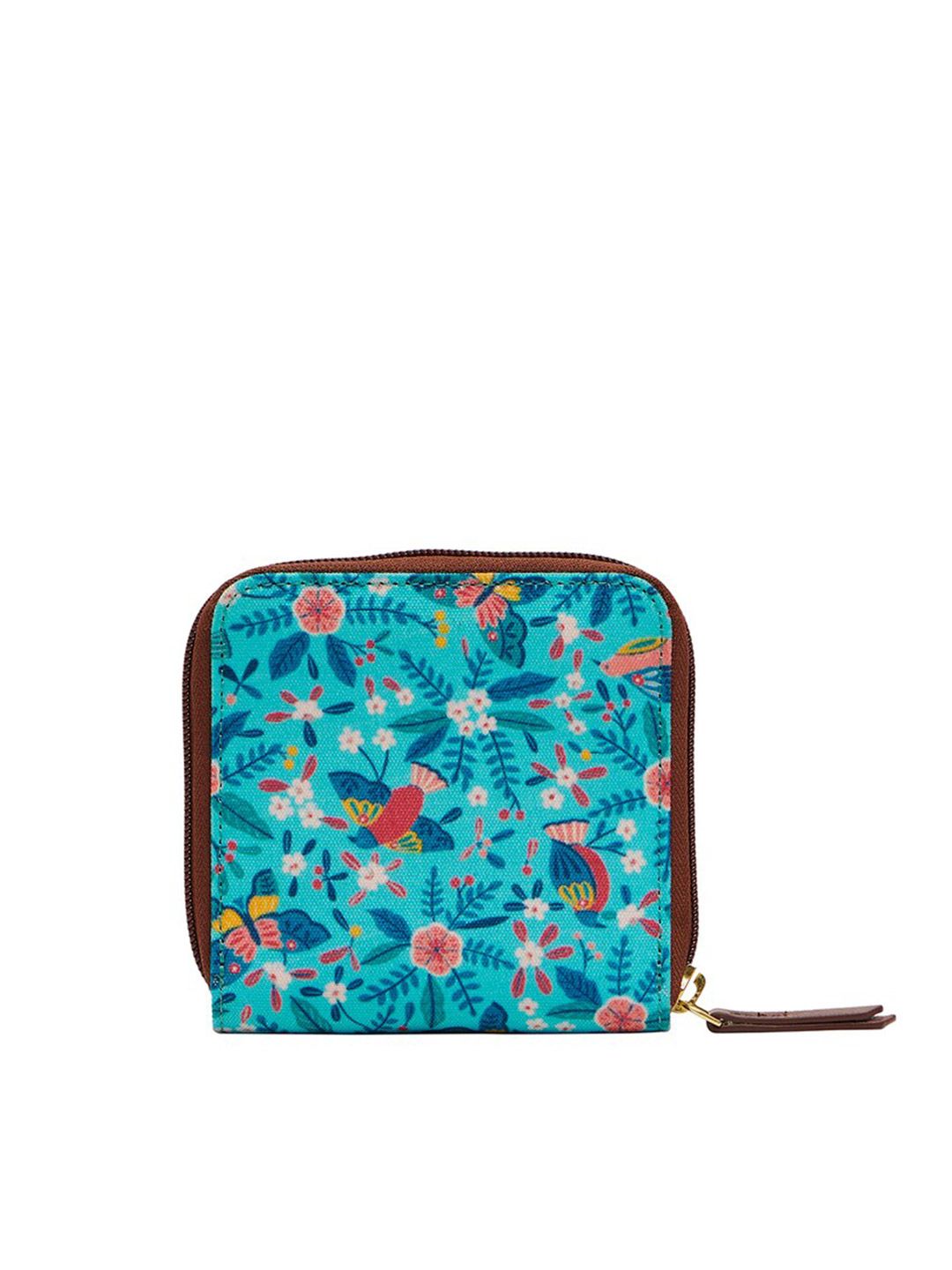 TEAL BY CHUMBAK Women Floral Printed Canvas Zip Around Wallet