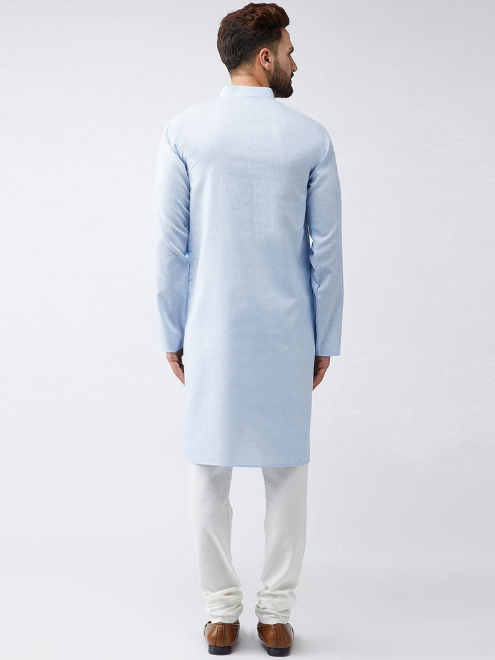 SOJANYA Men Blue Woven Design Straight Kurta