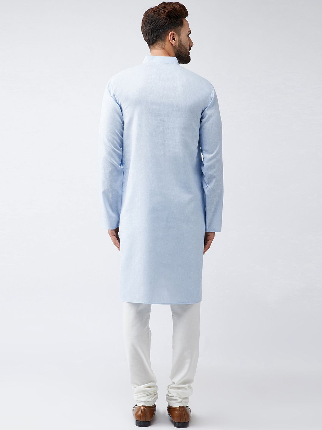 SOJANYA Men Blue Woven Design Straight Kurta