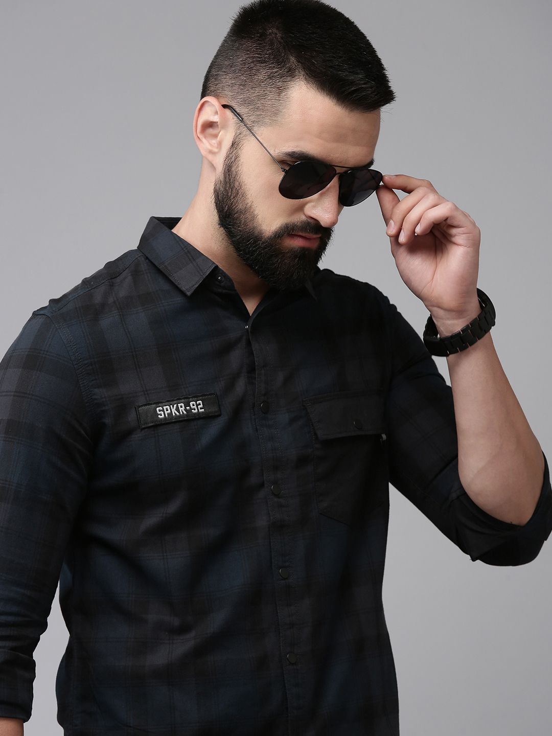 SPYKAR Slim Fit Checked Pure Cotton Casual Shirt