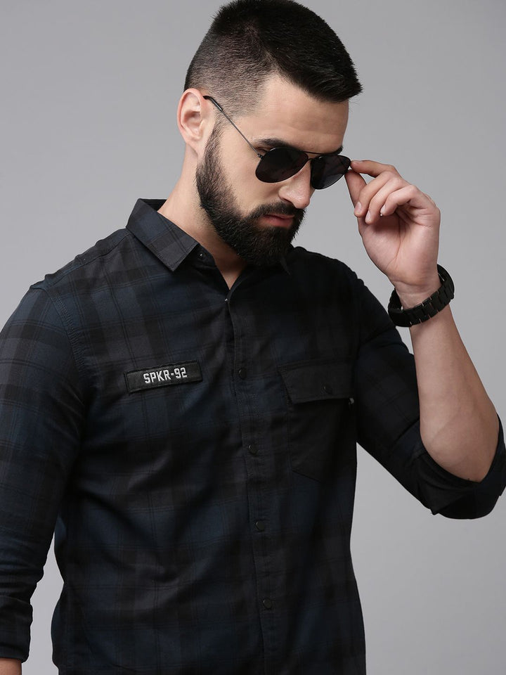SPYKAR Slim Fit Checked Pure Cotton Casual Shirt