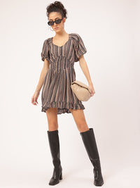 DressBerry Smocked Stripes Styled Back Mini Dress