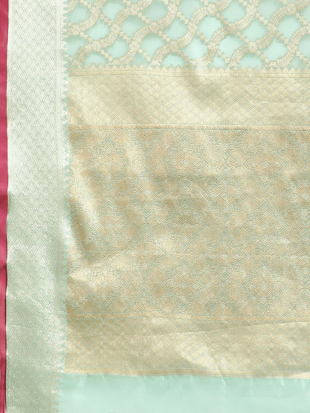 Saree mall Sea Green Silk Blend Banarasi Saree