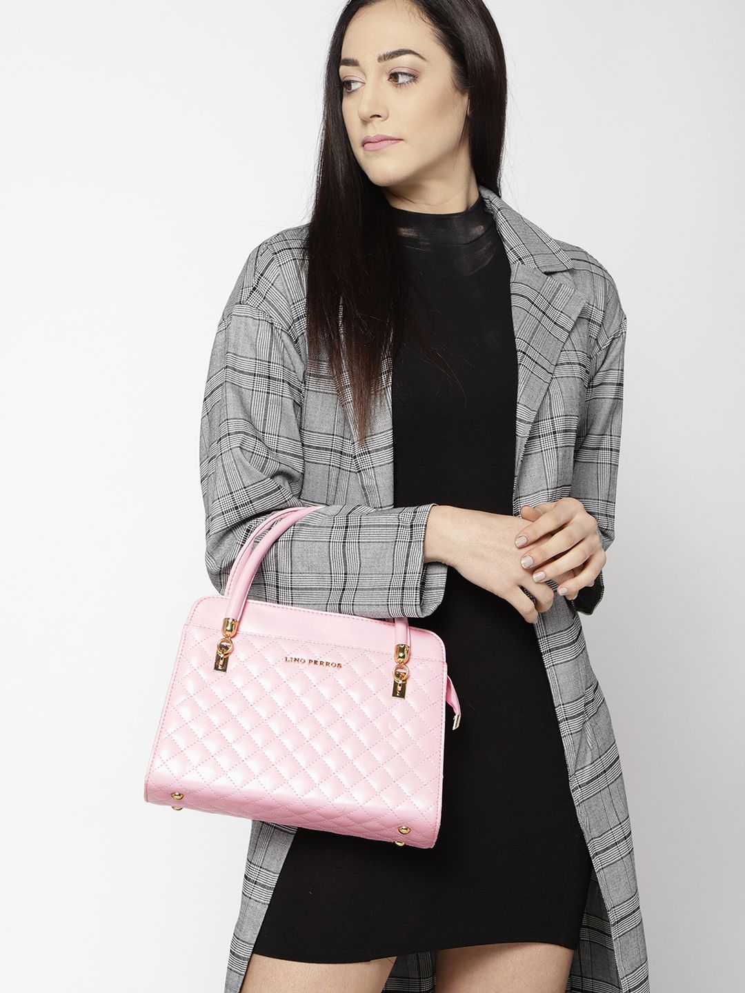 Lino Perros Pink Quilted Handheld Bag