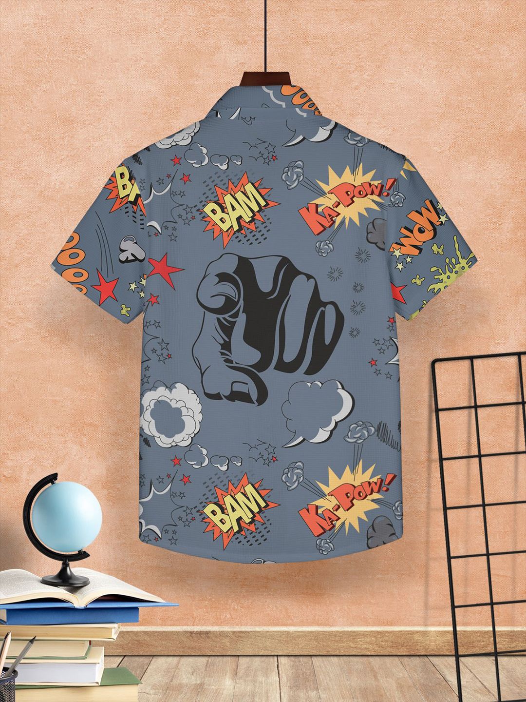 HELLCAT Boys Convectional Cotton Regular Sleeves Opaque Casual Shirt