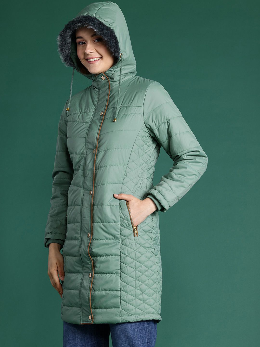 DressBerry Longline Hooded Quilted Parka Jacket