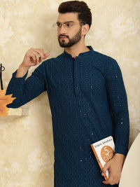 SOJANYA Ethnic Motifs Embroidered Pure Cotton Kurta with Churidar