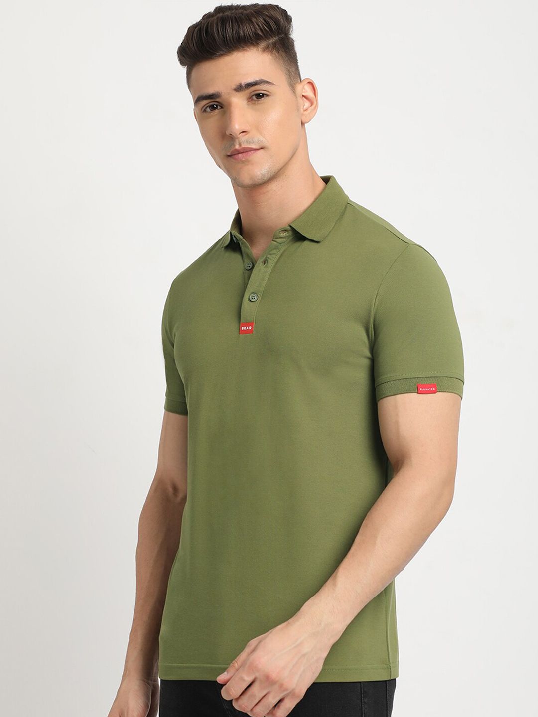 THE BEAR HOUSE Polo Collar Short Sleeves Slim Fit T-shirt